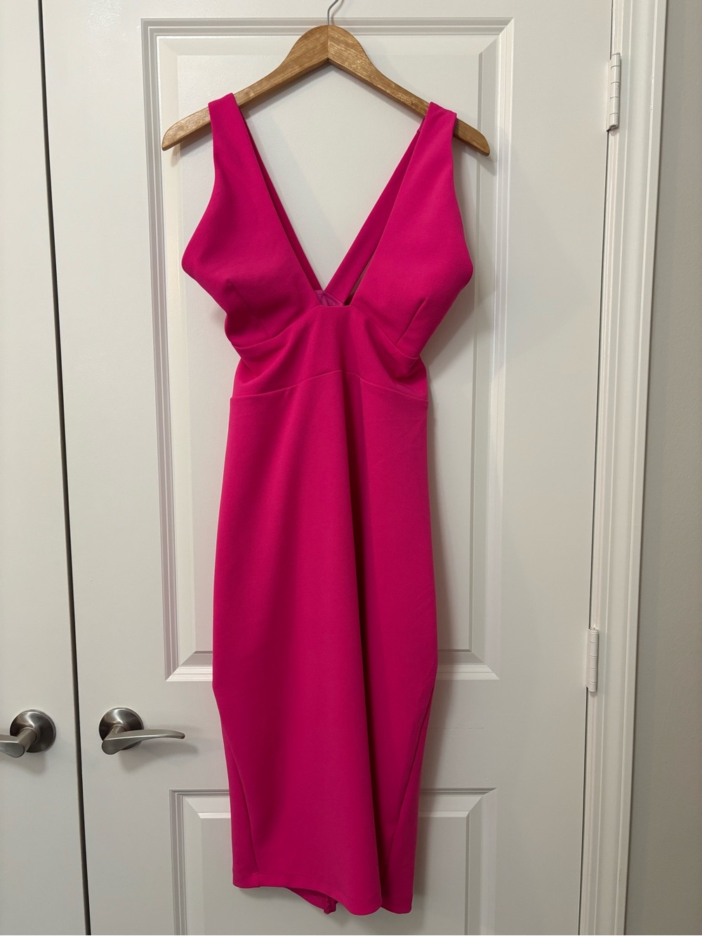 Premier Amour Hot Pink Cross Back Dress, Size 14 (w/ flaw)